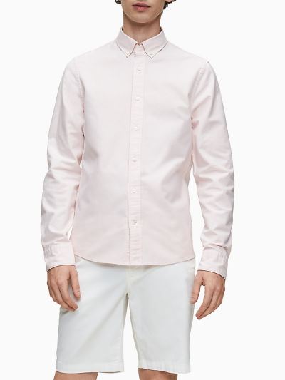 Calvin Klein Ruhák HU338562 | Calvin Klein Slim Oxford Button-Down Férfi Ing Világos Rózsaszín